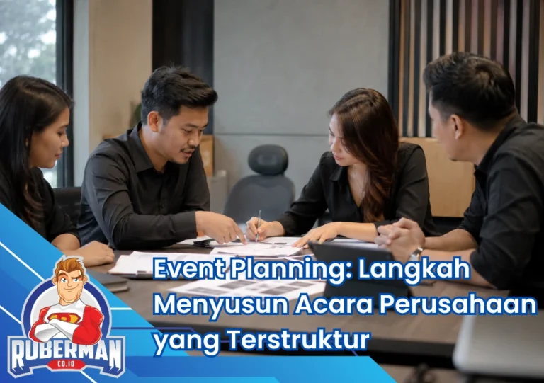 Event Planning: Panduan Lengkap Menyusun Perencanaan Acara Perusahaan yang Efektif 7 Featured Image Tim menyusun event planning untuk acara perusahaan dengan timeline, checklist, dan koordinasi vendor secara profesional
