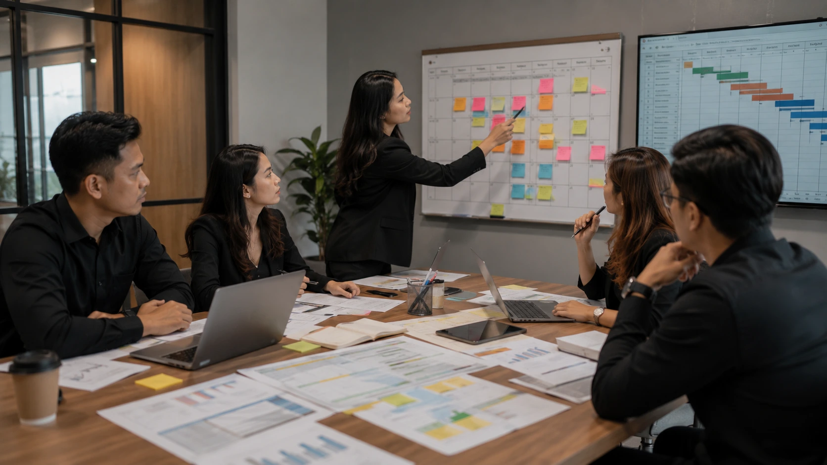 Event Timeline: Cara Menyusun Jadwal Acara Perusahaan Agar Tepat Waktu 1 Tim perusahaan menyusun event timeline menggunakan kalender proyek, Gantt chart, dan jadwal persiapan acara perusahaan.