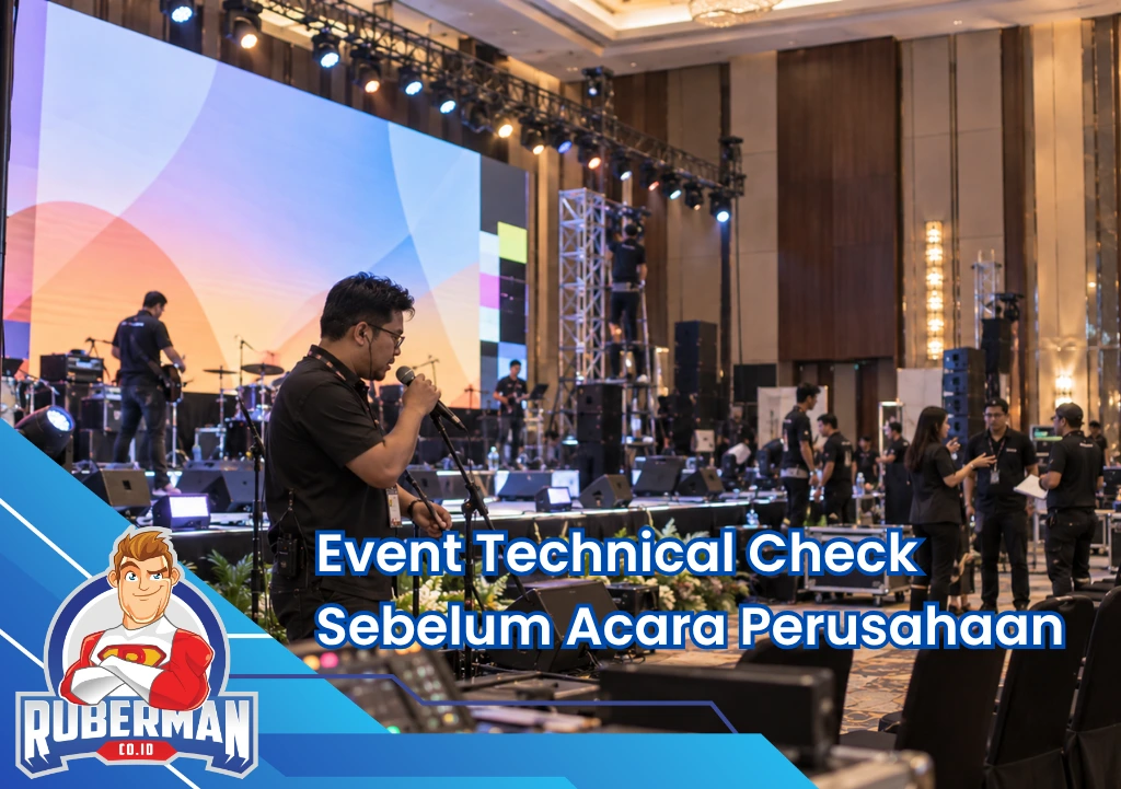 Event technical check untuk memastikan peralatan acara perusahaan siap