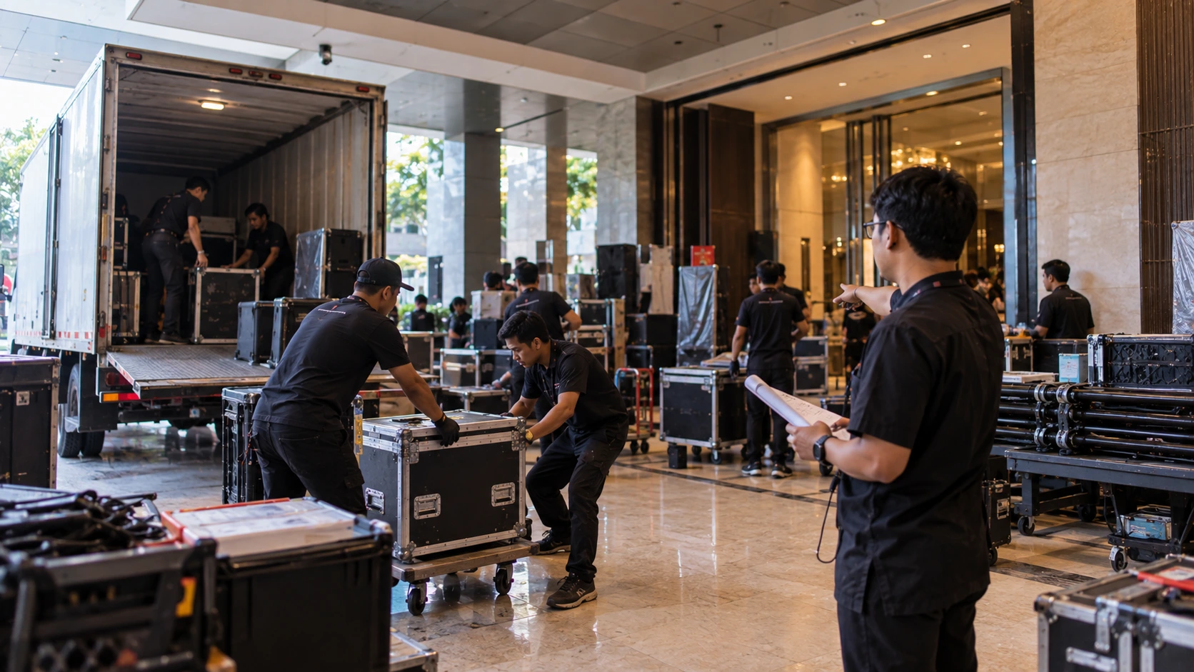 Event Load In: Cara Mengatur Proses Masuk Equipment ke Venue agar Setup Tidak Berantakan 1 Event Load In untuk Persiapan Acara Perusahaan